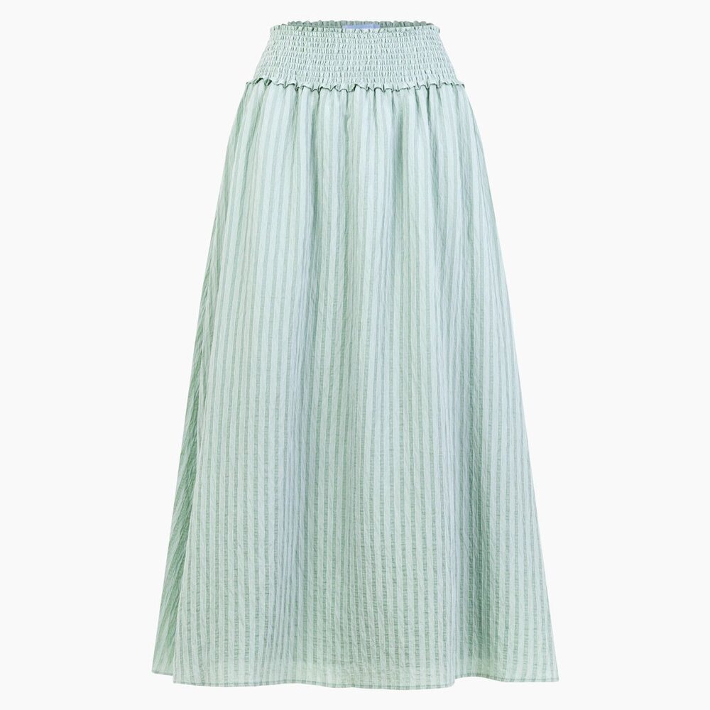 Hill House Home The Delphine Nap Skirt - Sage Green Tonal Seersucker Size SSage